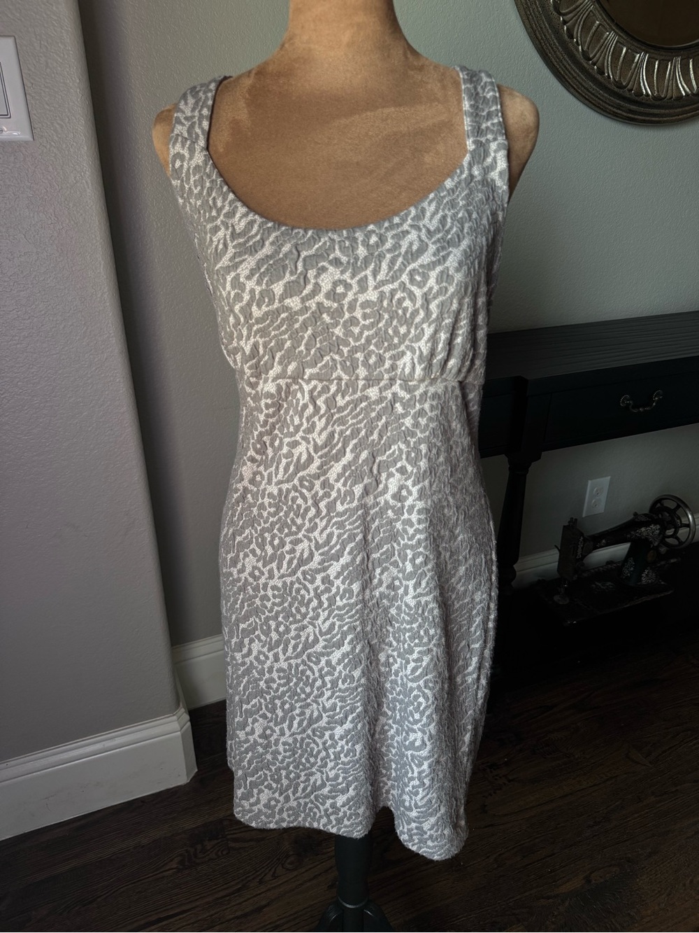 Free People Textured Leopard Print Sleeveless Dress in Light Gray Blush Large